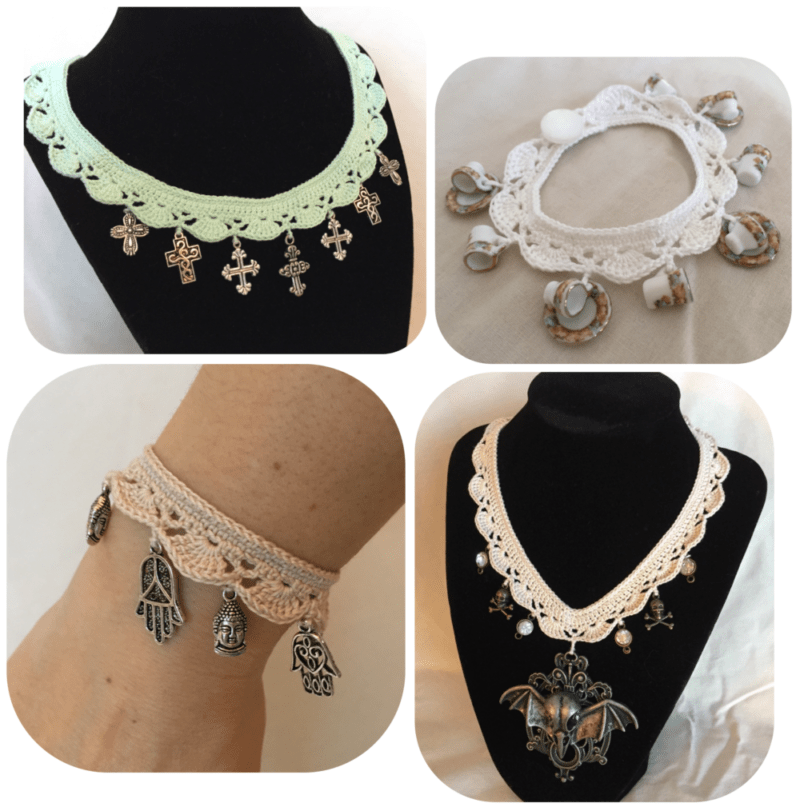 Victorian inspired crochet necklace and bracelet