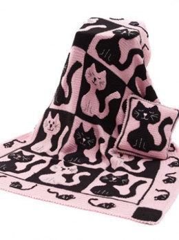 Cat & Mouse Throw & Pillow - FREE PDF Crochet Pattern 