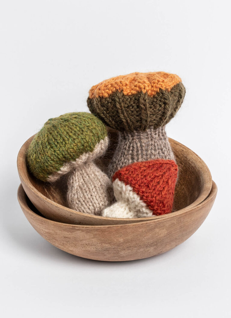 Fall Fungi – Free Knitting Pattern for Woolstok Mini Mushroom Decor by Blue Sky Fibers